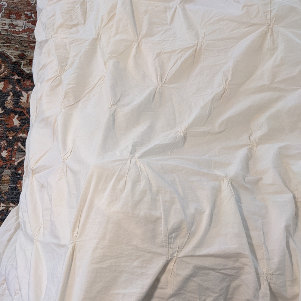 West Elm Off-White King Pintuck Duvet Cover - Picture 1 of 7